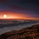 Artistic impression of the surface of Proxima Centauri b, one of two exoplanets in orbit around the red dwarf Proxima Centauri.
